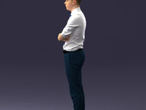 000193 Young Businessman in Shirt and Tie Arms Crossed Pose 1012 3D Model