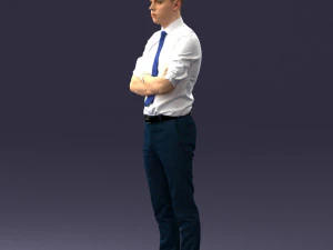 000193 Young Businessman in Shirt and Tie Arms Crossed Pose 1012 3D Model