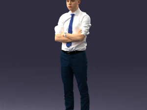 000193 Young Businessman in Shirt and Tie Arms Crossed Pose 1012 3D Model