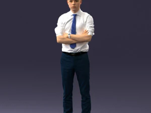 000193 Young Businessman in Shirt and Tie Arms Crossed Pose 1012 3D Model