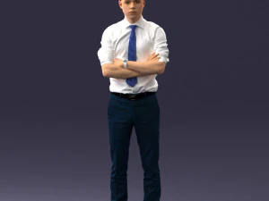 000193 Young Businessman in Shirt and Tie Arms Crossed Pose 1012 3D Model