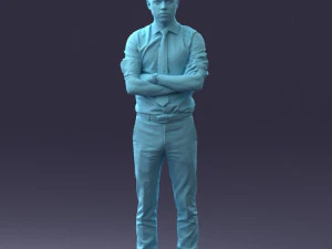 000193 Young Businessman in Shirt and Tie Arms Crossed Pose 1012 3D Model