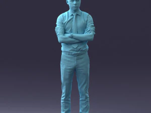000193 Young Businessman in Shirt and Tie Arms Crossed Pose 1012 3D Model