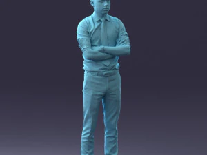 000193 Young Businessman in Shirt and Tie Arms Crossed Pose 1012 3D Model