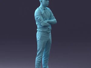 000193 Young Businessman in Shirt and Tie Arms Crossed Pose 1012 3D Model