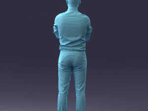 000193 Young Businessman in Shirt and Tie Arms Crossed Pose 1012 3D Model