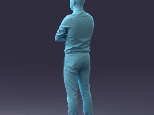 000193 Young Businessman in Shirt and Tie Arms Crossed Pose 1012 3D Model