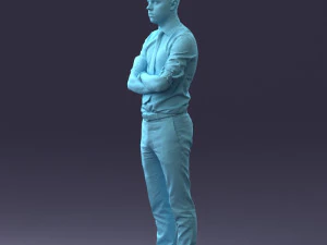 000193 Young Businessman in Shirt and Tie Arms Crossed Pose 1012 3D Model