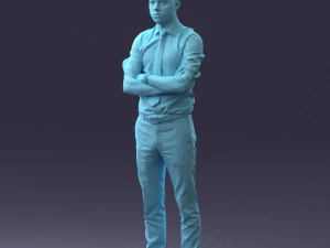 000193 Young Businessman in Shirt and Tie Arms Crossed Pose 1012 3D Model