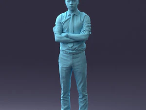000193 Young Businessman in Shirt and Tie Arms Crossed Pose 1012 3D Model