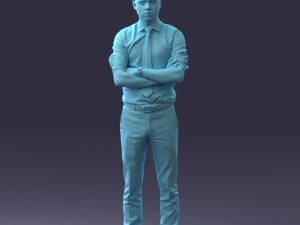 000193 Young Businessman in Shirt and Tie Arms Crossed Pose 1012 3D Model
