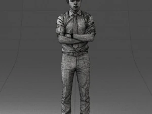 000193 Young Businessman in Shirt and Tie Arms Crossed Pose 1012 3D Model