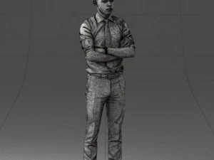 000193 Young Businessman in Shirt and Tie Arms Crossed Pose 1012 3D Model