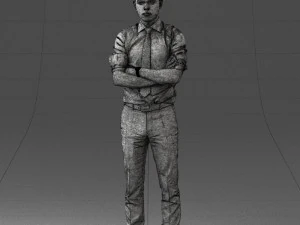 000193 Young Businessman in Shirt and Tie Arms Crossed Pose 1012 3D Model