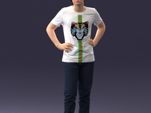 000123 Teenager in Printed Tiger T-Shirt 0303 3D Модель