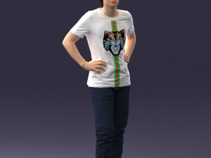 000123 Teenager in Printed Tiger T-Shirt 0303 3D Модель