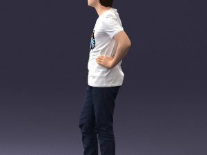000123 Teenager in Printed Tiger T-Shirt 0303 3D Модель