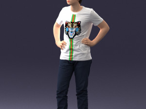 000123 Teenager in Printed Tiger T-Shirt 0303 3D Модель