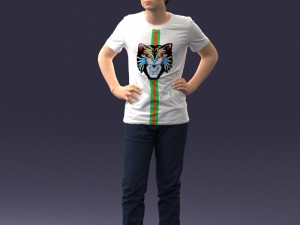 000123 Teenager in Printed Tiger T-Shirt 0303 3D Модель