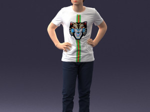 000123 Teenager in Printed Tiger T-Shirt 0303 3D Модель