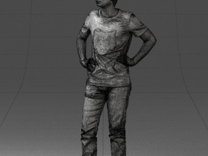 000123 Teenager in Printed Tiger T-Shirt 0303 3D Модель