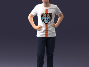 000123 Teenager in Printed Tiger T-Shirt 0303 3dp 3D Print Model