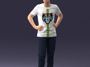 000123 Teenager in Printed Tiger T-Shirt 0303 3dp 3D Print Model
