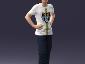 000123 Teenager in Printed Tiger T-Shirt 0303 3dp 3D Print Model