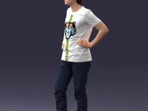 000123 Teenager in Printed Tiger T-Shirt 0303 3dp 3D Print Model