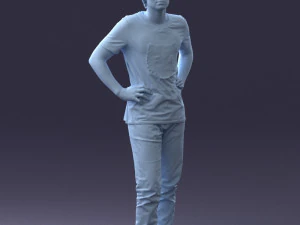 000123 Teenager in Printed Tiger T-Shirt 0303 3dp 3D Print Model