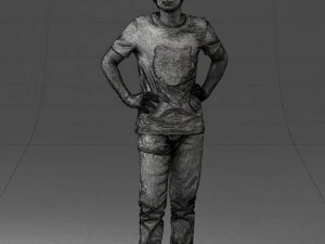 000123 Teenager in Printed Tiger T-Shirt 0303 3dp 3D Print Model