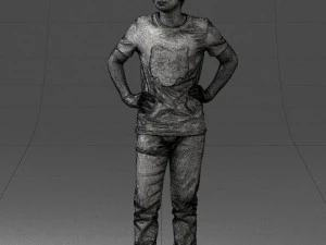 000123 Teenager in Printed Tiger T-Shirt 0303 3dp 3D Print Model