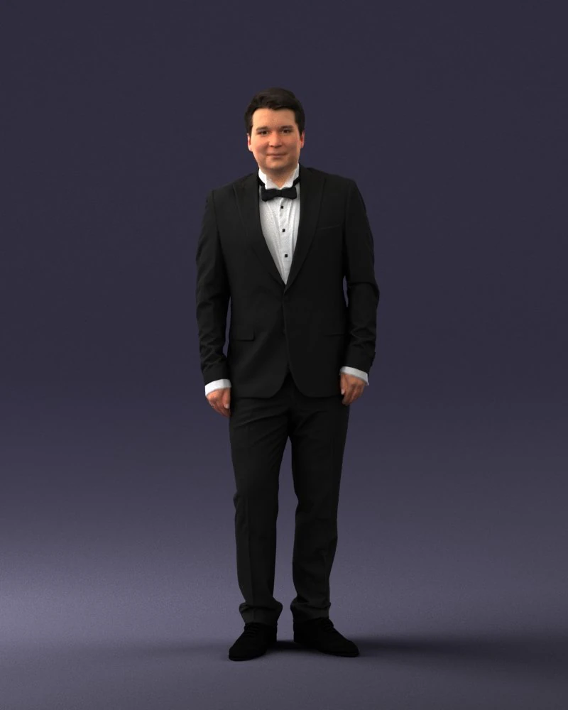 waiter man 0414-1 3D Model .c4d .max .obj .3ds .fbx .stl .blend 