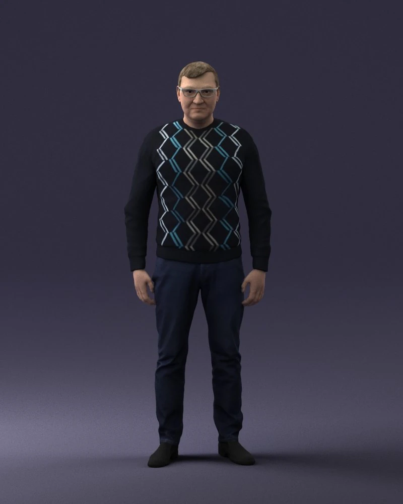 man in sweater 0219 3D Model .c4d .max .obj .3ds .fbx .stl .blend