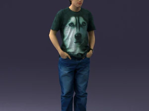 camiseta hombre con lobo 0111-2 Modelo 3D