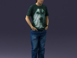 man in wolf t-shirt 0111-2 3Dモデル