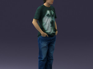 man in wolf t-shirt 0111-2 3Dモデル