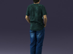 man in wolf t-shirt 0111-2 3Dモデル