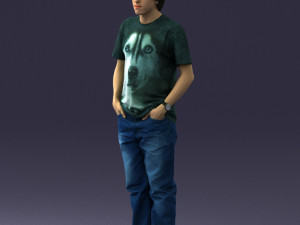 man in wolf t-shirt 0111-2 3Dモデル