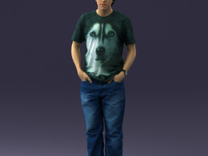 man in wolf t-shirt 0111-2 3Dモデル