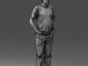man in wolf t-shirt 0111-2 3Dモデル