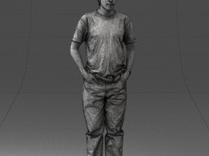 man in wolf t-shirt 0111-2 3Dモデル