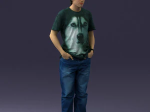 man in wolf t-shirt 0111-2 3d print ready 3D Print Model