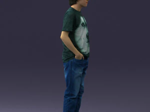 man in wolf t-shirt 0111-2 3d print ready 3D Print Model