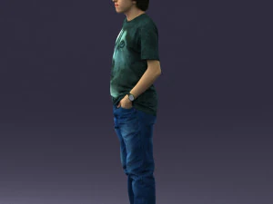 man in wolf t-shirt 0111-2 3d print ready 3D Print Model