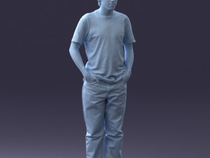 man in wolf t-shirt 0111-2 3d print ready Model Cetak 3D