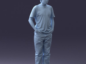 man in wolf t-shirt 0111-2 3d print ready Model Cetak 3D