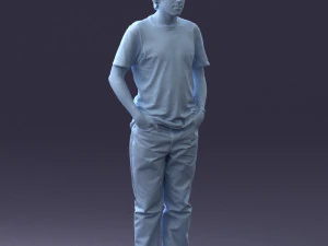 man in wolf t-shirt 0111-2 3d print ready 3D Print Model