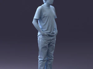 man in wolf t-shirt 0111-2 3d print ready 3D Print Model