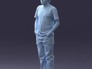 man in wolf t-shirt 0111-2 3d print ready 3D Print Model